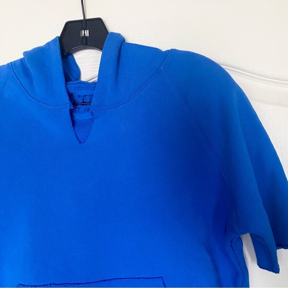 Frank & Eileen Hoodie Mel Cropped Short-Sleeve Fleece Summer Blue M GUC - Picture 4 of 8